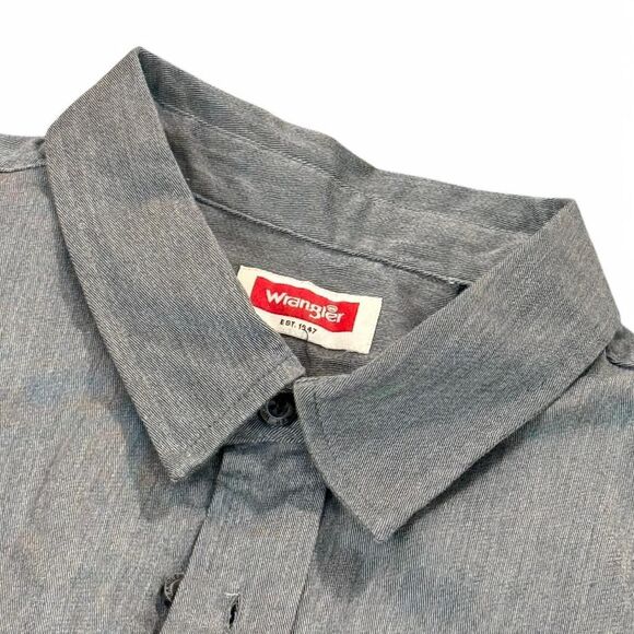 Grey Wrangler cotton button-up shirt size XL - Perfect condition - Picture 4 of 8